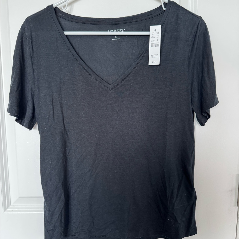 NWT JCrew S Black V-Neck Top